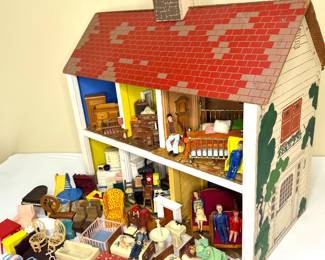 1940's Keystone of Boston Dollhouse and Accessories Lot