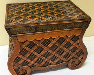 Vintage Rattan and Bamboo Keepsake Box with Wood Frame
