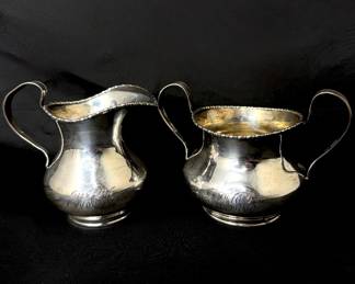 Set of Sterling Silver Creamer and Sugar
