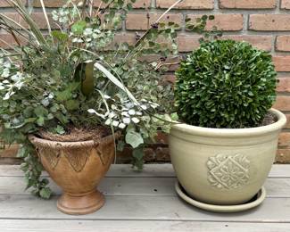 Set of 2 Faux Plants in Ceramic Planters
