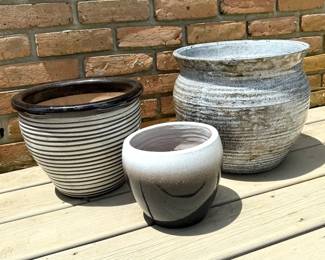 Set of 3 Ceramic Pottery Planters