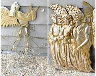 Vintage Gold Metal Hanging Angels