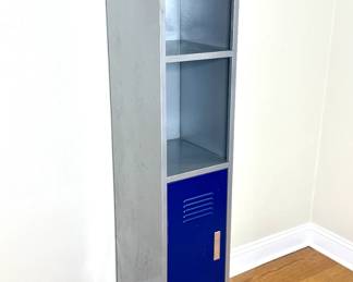 Pottery Barn Silver and Blue Metal Locker