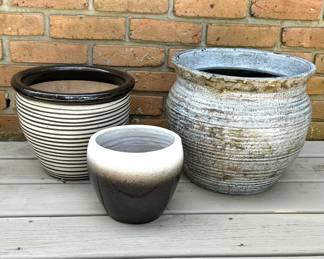 Set of 3 Ceramic Pottery Planters
