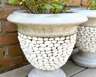 Set of 2 Concrete Pebble Stone Planter Pots