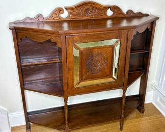 Antique Mahogany Victorian Chiffonier Sideboard with Ornate Pediment