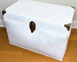 White Wicker Trunk with Gold Finish Hardware
