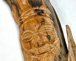 Hand Carved Driftwood Santa with Hanger on Back