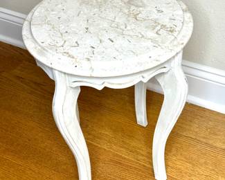 Small Round Marble Top Table with Wood Base by Victorian Furniture