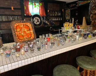 Large collection of shot glasses/ vintage barware