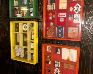 Shadow Boxes with interesting vintage items