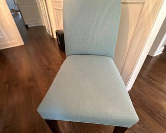 (6) teal upholstered dining chairs - $50 each