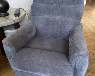 Blue upholstered recliner