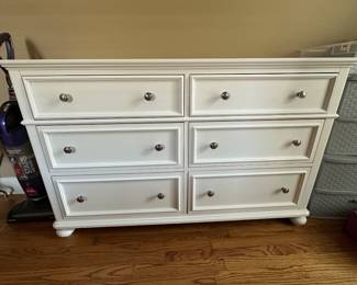 (2) Legacy Classic white dressers (one sold as is with slight staining on bottom drawer) - $300 and $250