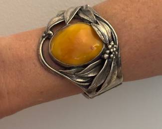Amber set in sterling