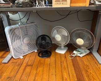 Fans & adjustable desk
