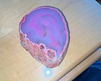 Polished Pink and Purple Agate Slice second image