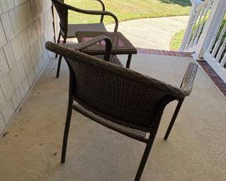 Wicker Patio Set  Chairs and Side Table fifth image