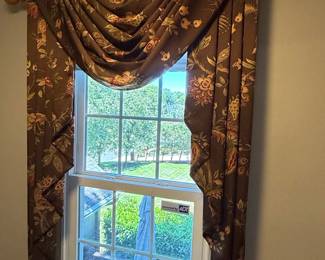 Floral Swag Window Valance and Panel Curtains