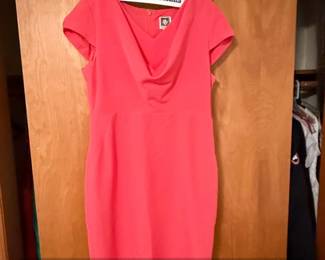 Anne Klein Suit Separates Coral Cowl Neck Sheath Dress
