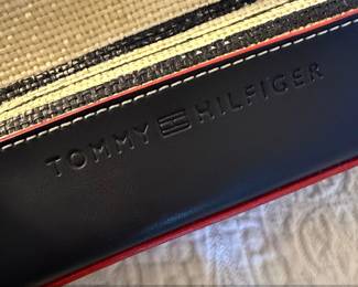 Tommy Hilfiger Straw Tote Bag with Faux Leather Trim and Bamboo Handles second image