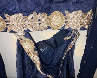 ksh Kiran  Sruti Navy Blue Embroidered Crop Top and Skirt Set third image