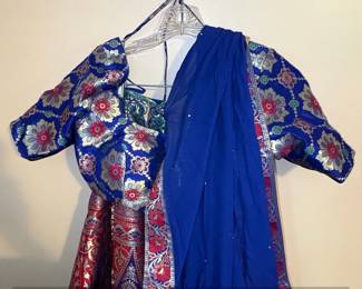 Blue and Red Banarasi Silk Lehenga Choli with Dupatta second image
