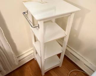 White Tier Shelf Unit with Towel Bar