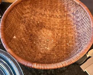 Vintage Woven Rattan Grain Basket