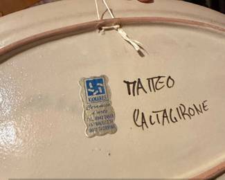 Kamares Ceramica dArte Matteo Caltagirone Oval Platter  Green Acanthus Leaf second image
