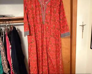BIBA Womens Red Floral Print Cotton Kurta Size