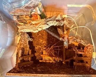 Vintage Italian Nativity Scene with Cork Bark Stable