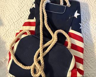 Tommy Hilfiger American Flag Canvas Drawstring Backpack third image