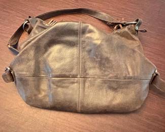 Brown Distressed Leather Hobo Handbag