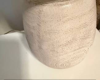 Rustic Whitewashed Ceramic Table Lamp with Drum Shade second image