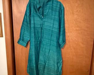 EILEEN FISHER Washed Organic Linen Plaid Top