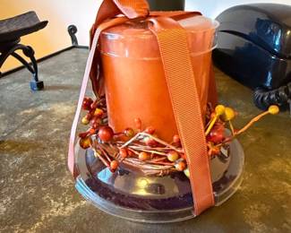 Fall Berry Candle Ring with Glass Candle Holder