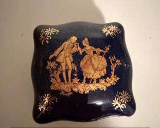 Limoges Porcelain Trinket Box with Rococo Scene