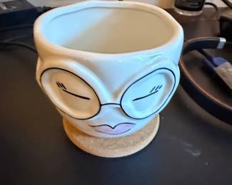 Ceramic Face Planter Pot with Glasses
