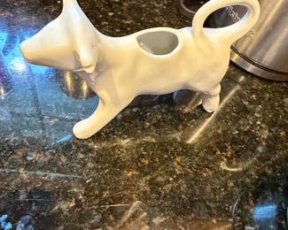 White Ceramic Dog Pitcher or Creamer