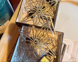 Set of Star Wire Frame Christmas Ornaments with LED Lights
