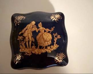 Limoges Castel France Cobalt Blue  Gold Trinket Box third image