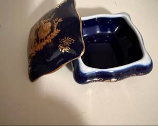 Limoges Castel France Cobalt Blue  Gold Trinket Box second image