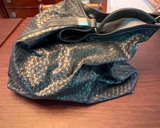 Woven Leather Hobo Handbag