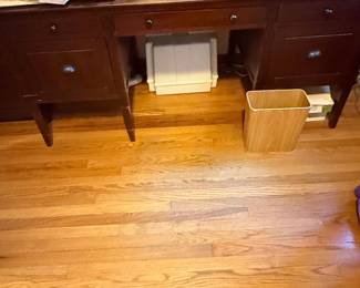 Dark Wood Executive Desk with Drawers