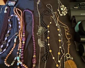 Assorted Costume Jewelry Collection with Necklaces and Bangles