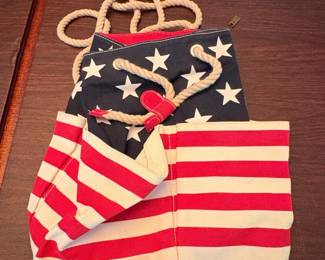 Tommy Hilfiger American Flag Canvas Drawstring Bag