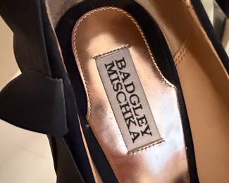 Badgley Mischka Black Satin PeepToe Pumps second image