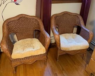 Pier Imports Wicker Armchairs with Cushions