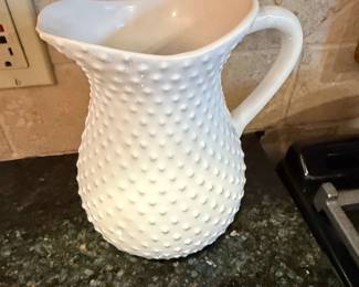 White Hobnail Ceramic Pitcher